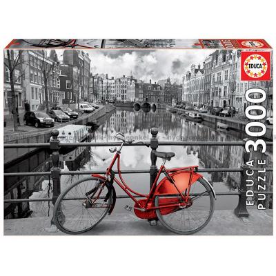 Amsterdam - i svartvitt med färg, 3000 bitar