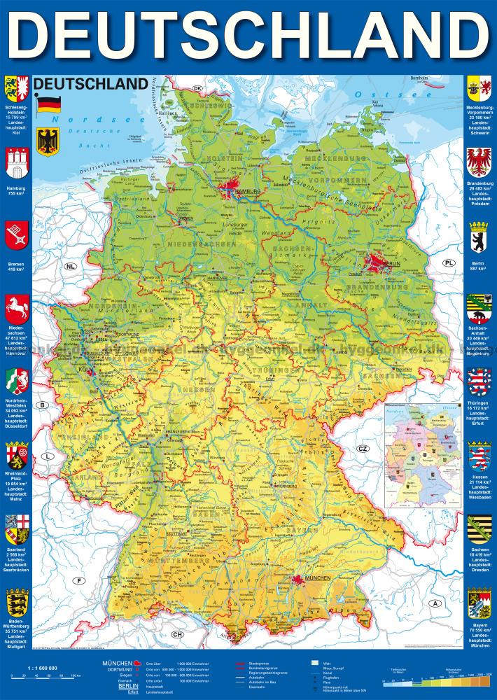 Karta över Tyskland, 1000 bitar pussel, Schmidt - 58287